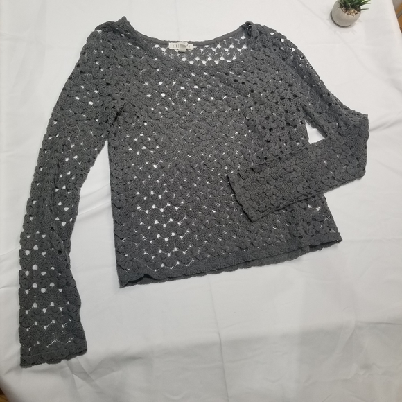 Aerpostale knit like long sleeve top gray color in medium - Picture 6 of 11